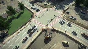 Rendering of Nobscot Complete Street Intersection Improvements from Northeast Corner of Water/Edgell