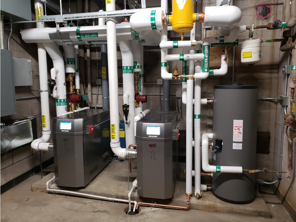 Boilers installed at the Fire Department.