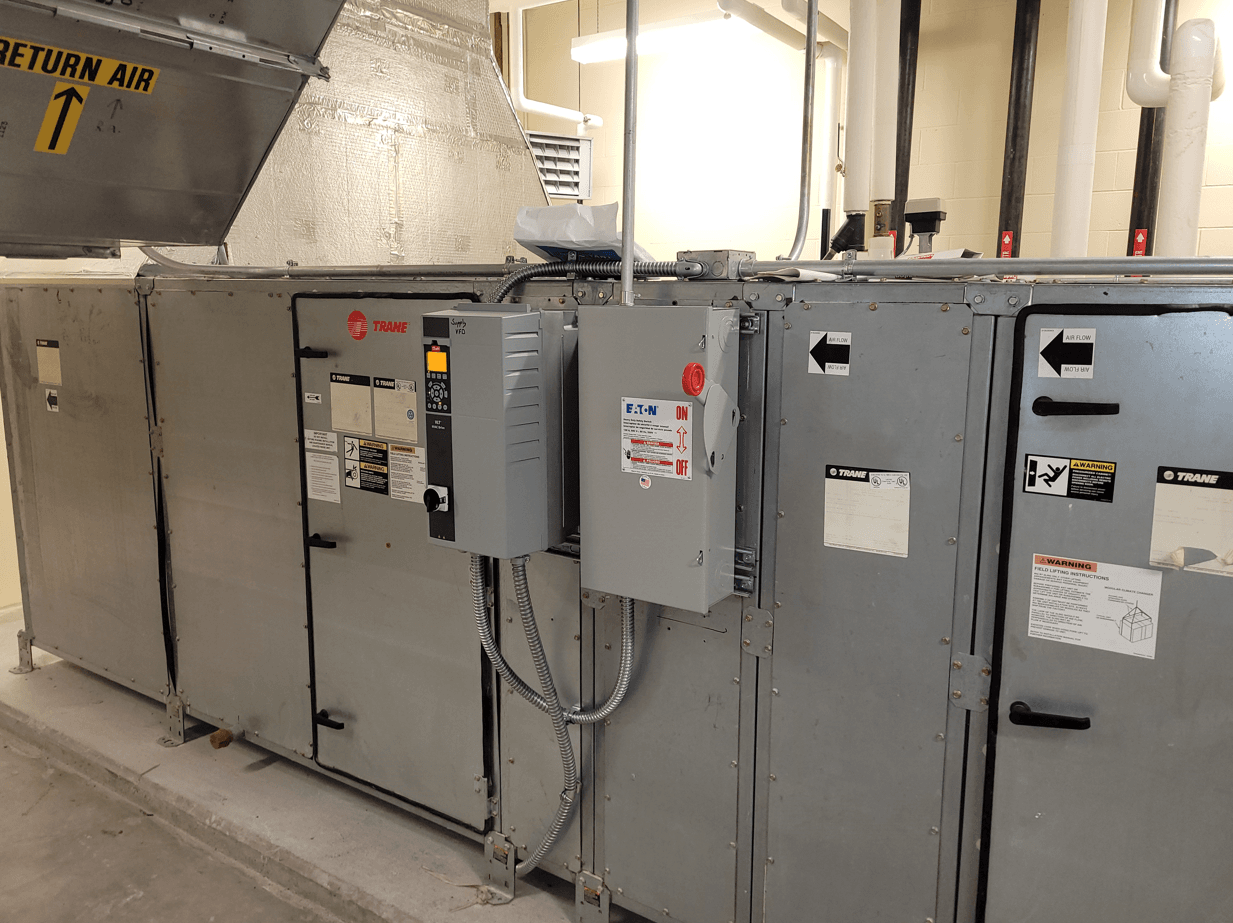 Photo of an Air Handler Unit and Variable Frequency Drive