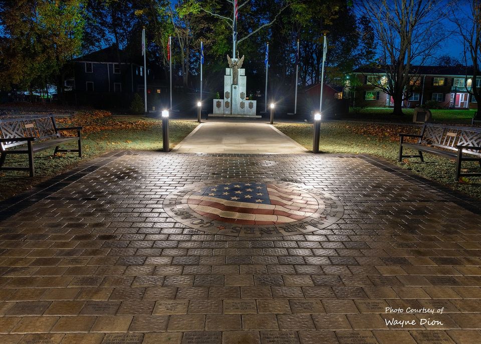Veterans Park at night