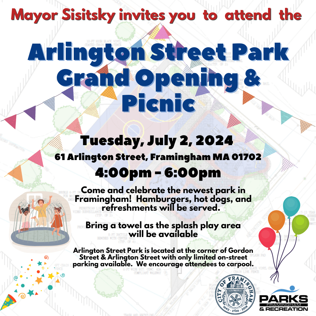 Mayor Sisitsky Invites Community to Arlington Street Park Grand Opening English