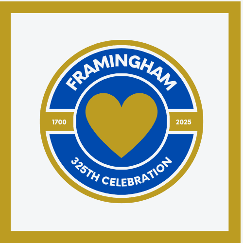 City of Framingham 325th Celebration Committee Logo with gold heart