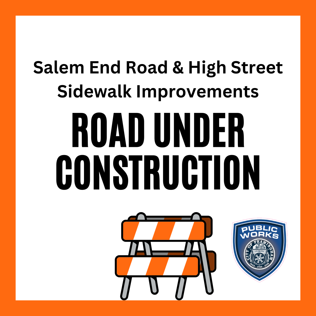 DPW Sidewalk improvements at Salem End Road and High Street with saw horse image