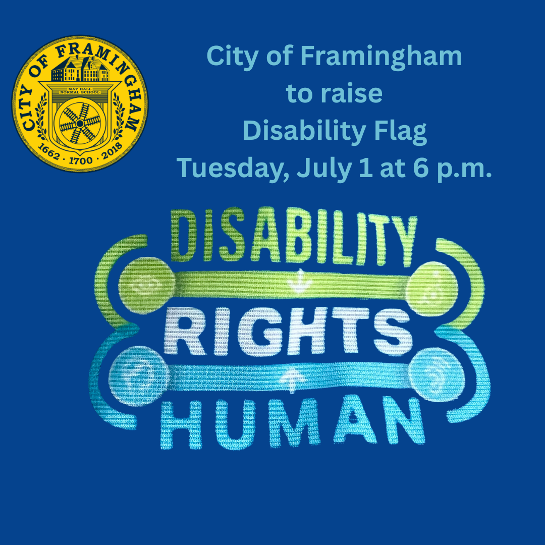 Disability Flag Raising July 1, 2025 at 6 p.m. at the Memorial Building