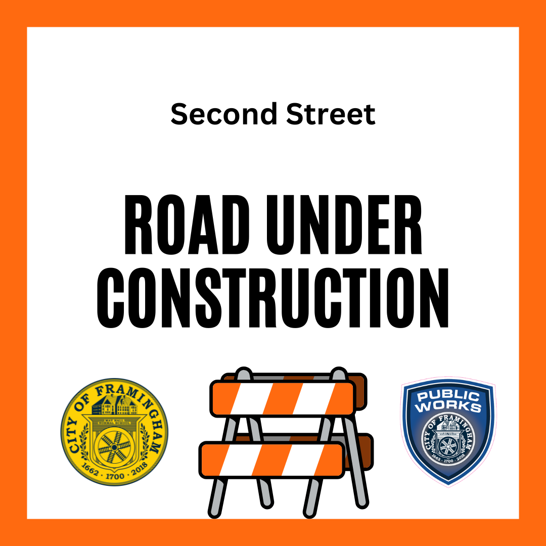 Road Construction - Second Street with City Seal and DPW logo