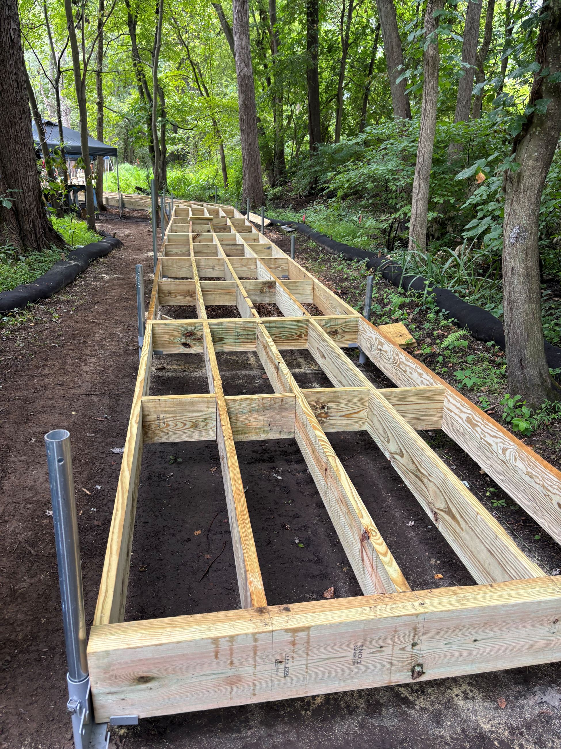 photo of the framing of the new boardwalk