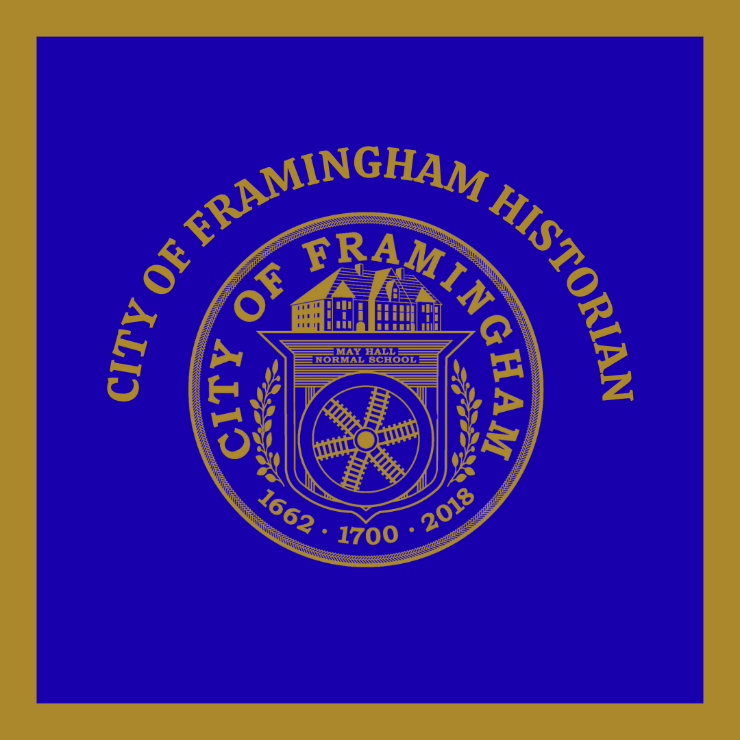 City of Framingham Historian with city seal in gold and gold border