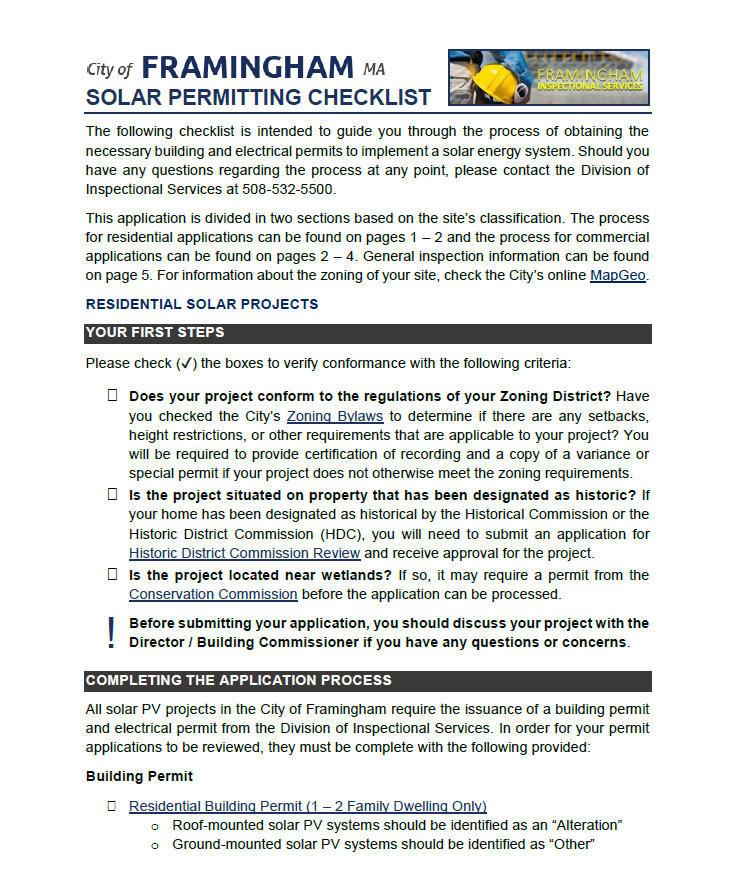 Excerpt of the Solar Permitting Guide