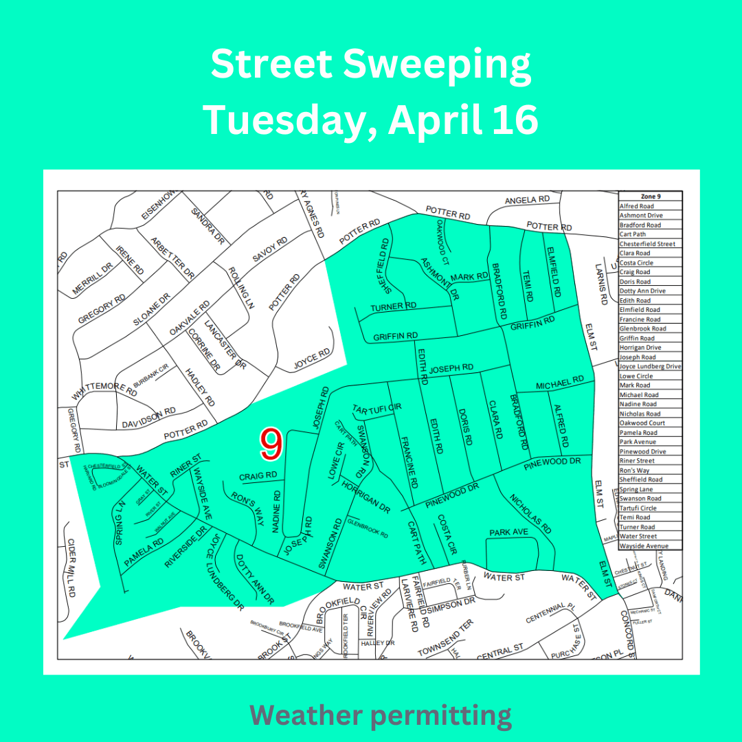 zone 9 street sweeping 2024 with map of streets