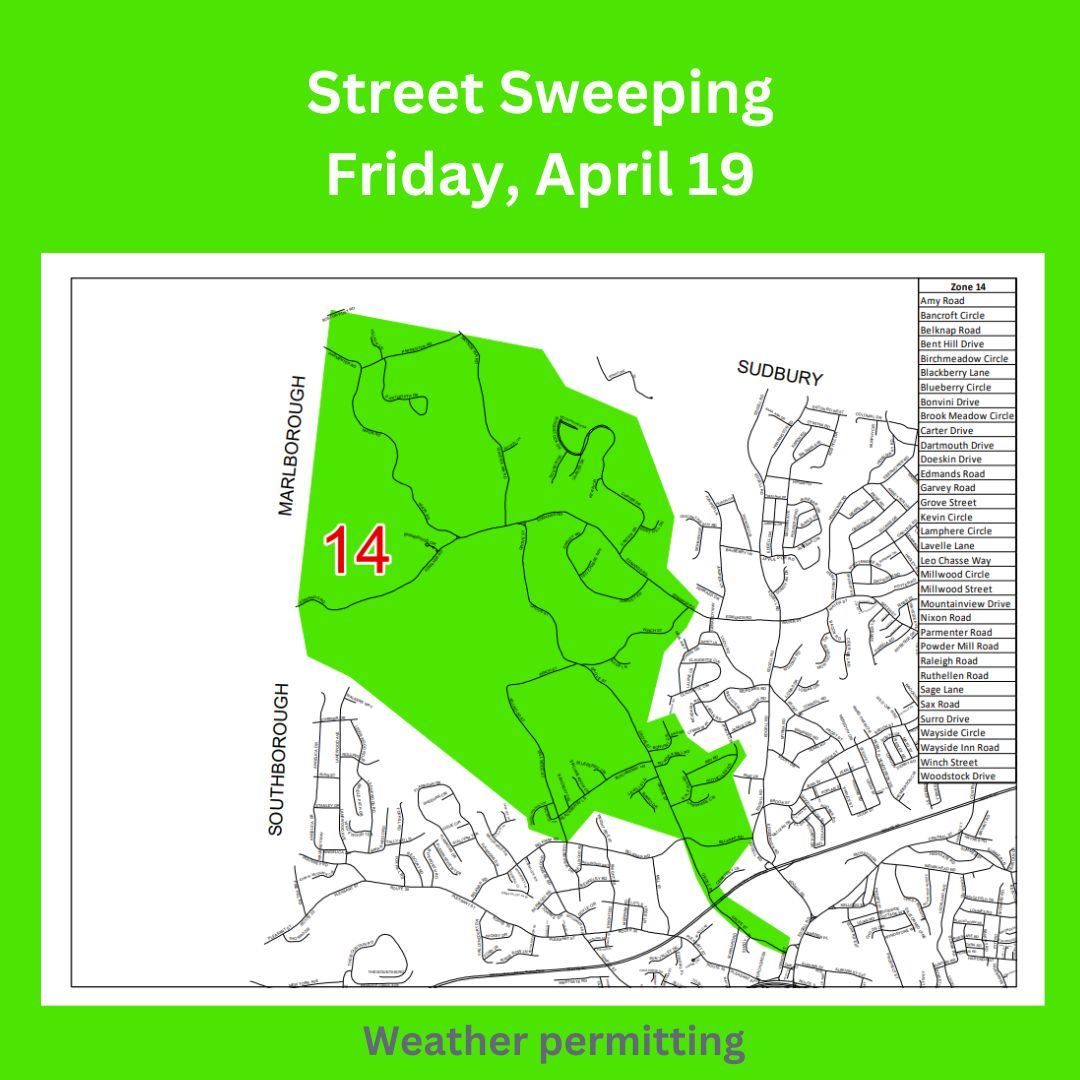 zone 14 street sweeping 2024 with map of streets