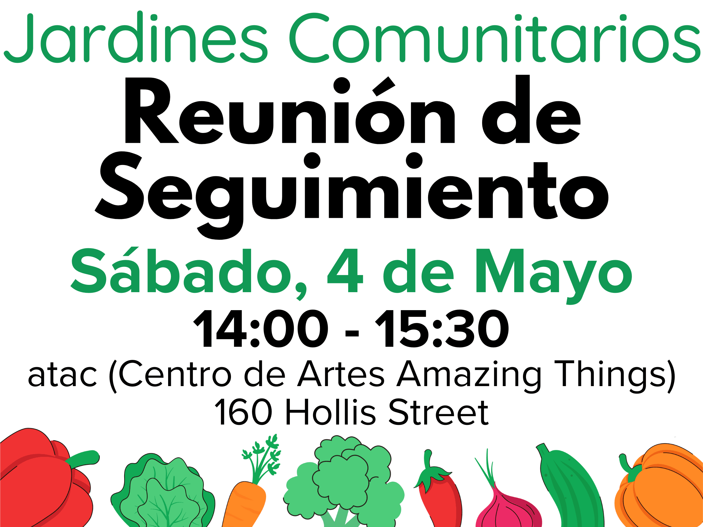Community Garden meeting on May 4in Spanish