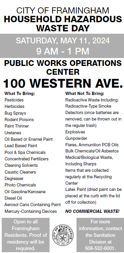 DPW Hazardous Waste Collection day flyer in english 2024