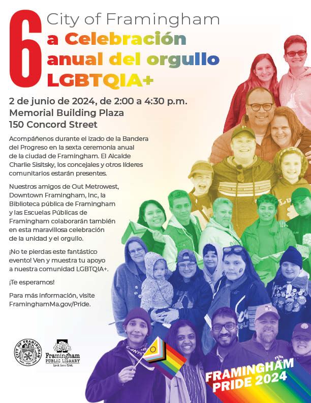 City of Framingham Pride flag event - June 2, 2024 - Spanish