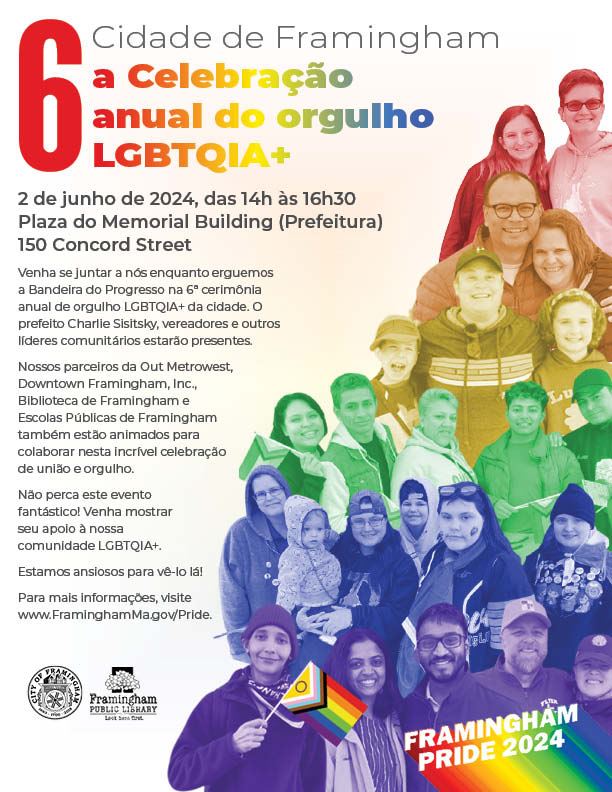 City of Framingham Pride flag raising event - June 2, 2024 - Portuguese