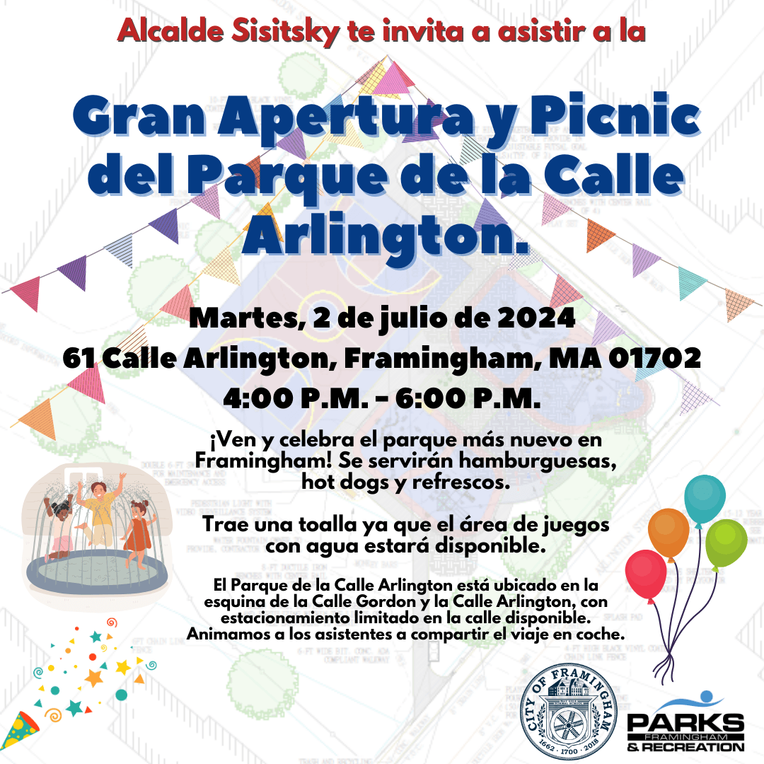 Mayor Sisitsky Invites Community to Arlington Street Park Grand Opening Spanish