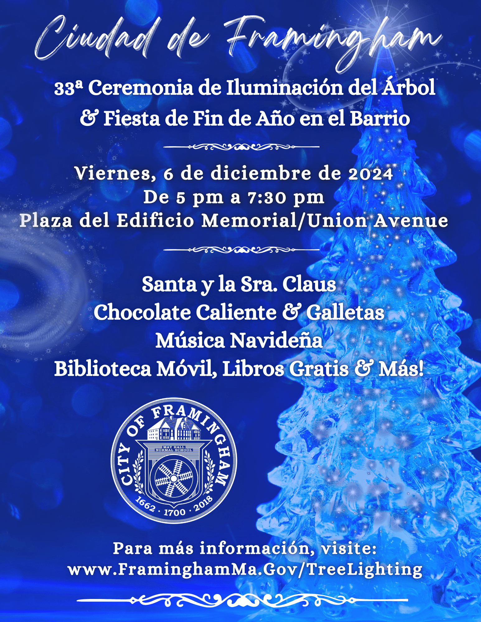 Tree Lighting Ceremony 2024 Flyer Spanish