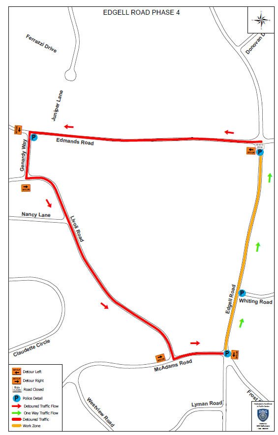 Edgell Road paving September 17-18 - detour map 4