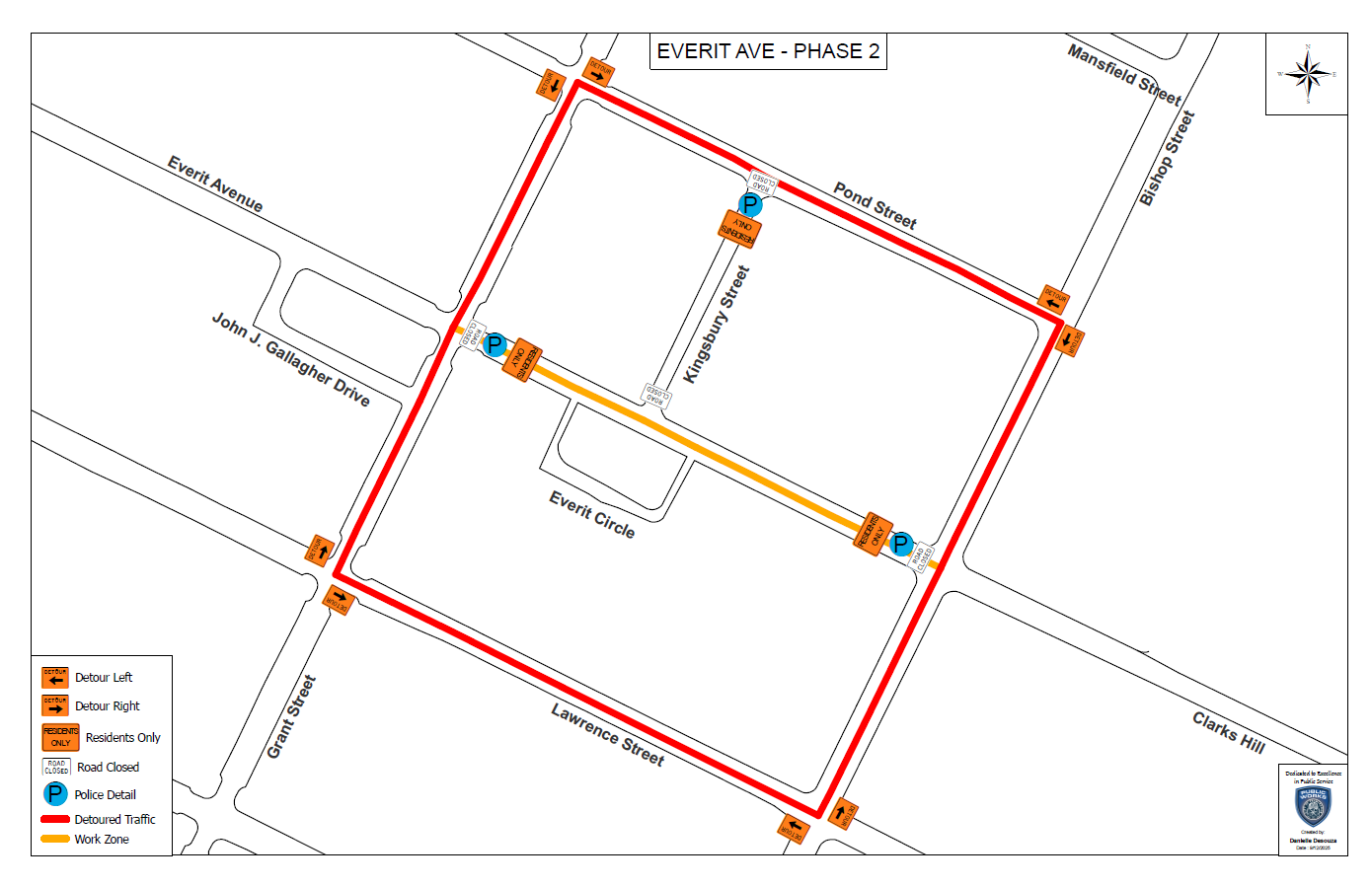 detour map Everit Avenue Phase II for September 2025 DPW project